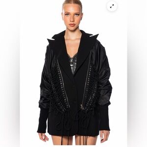 AKIRA EYELET DON OVERSIZED BLAZER lace up jacket